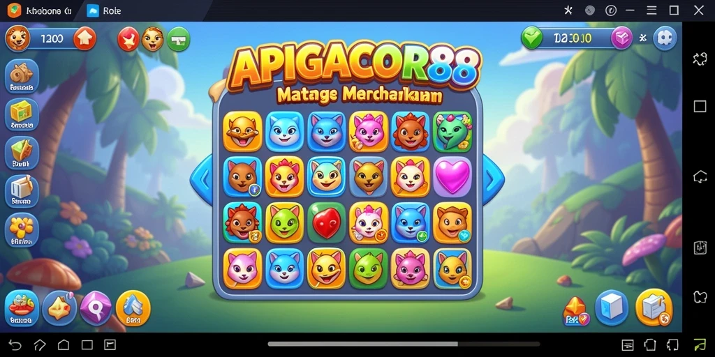 Screenshot gameplay <strong>APIGACOR88</strong> menunjukkan keseruan mencocokkan objek warna-warni.