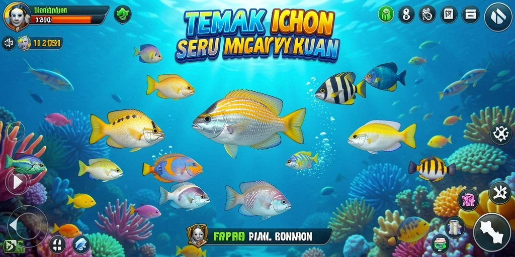 Tampilan aksi menembak ikan dalam F7F7 yang penuh warna.