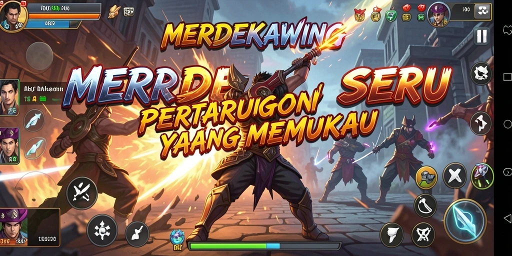 Tampilan gameplay seru dari MERDEKAWING yang penuh aksi.